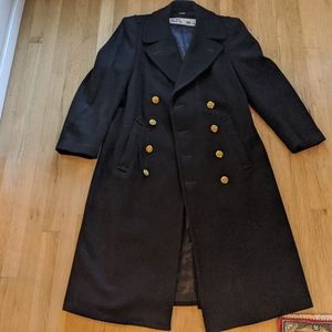 Black Wool Overcoat Double Breasted